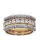 3 Row Diamond Grooved Band Ring
